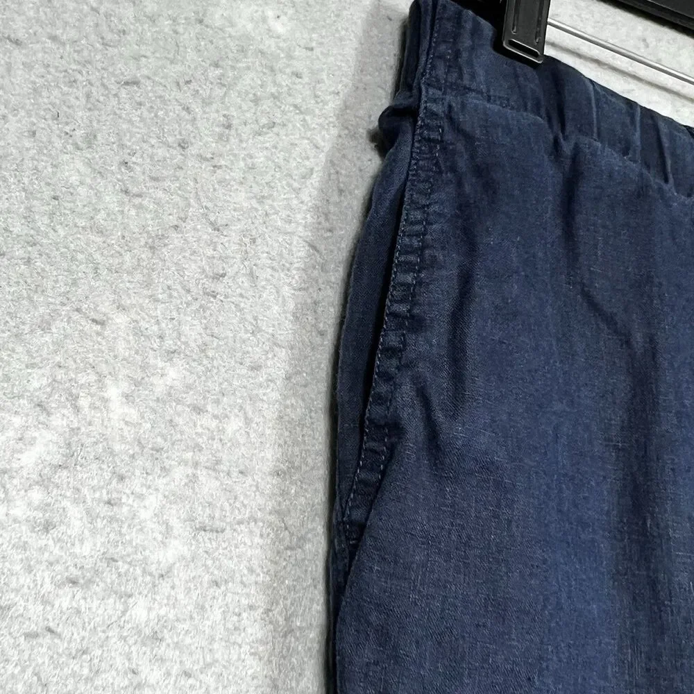 Quince Pants Womens Small Blue Cotton Linen Twill Straight Leg Pant Pockets